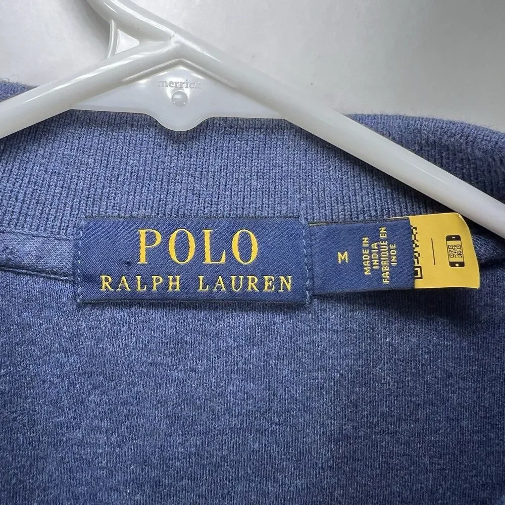 Polo Ralph Lauren Polo Shirt Mens Size Medium Blue Red Pony Short Sleeve
